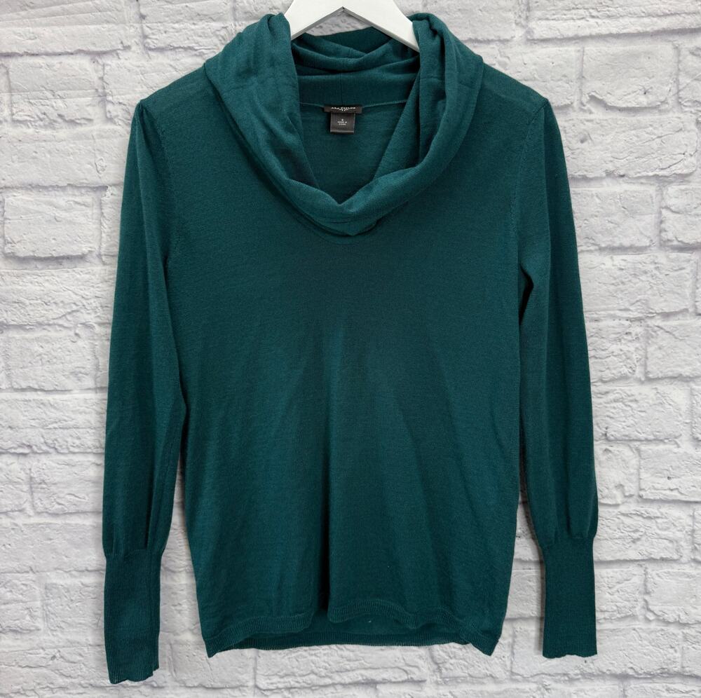 Ann Taylor Wool Blend Cowl Neck Sweater Turquoise Green Lightweight Size S